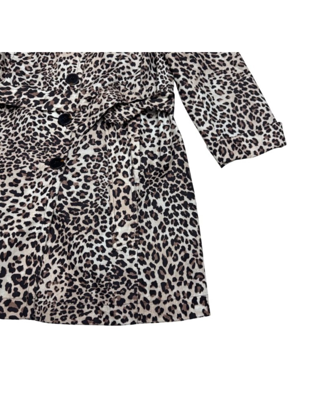 Chico's Women's Leopard Print Belted Trench Raincoat Button Closure Size 1 /US M - Picture 5 of 9